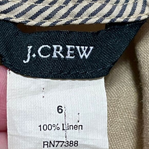 J.CREW 100% LINEN KHAKI A-LINE MINI SKIRT, DRAWSTRING ELASTIC WAIST WITH BEACHY - Picture 6 of 8